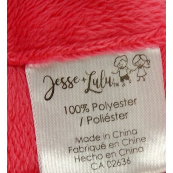Jesse & Lulu Heart Lovey Pink White Baby Security Blanket 14in x 14in - Picture 6 of 7
